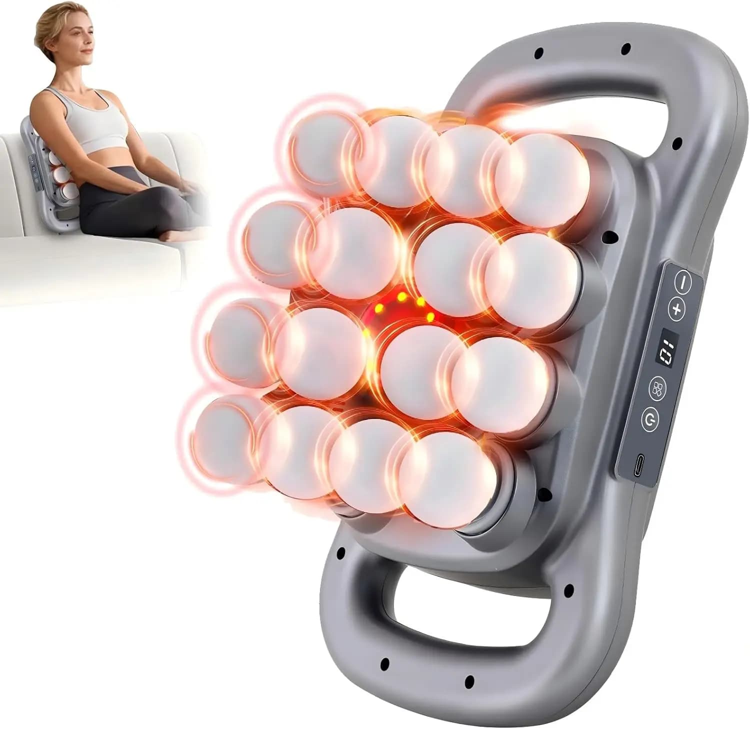 Deep Massage Gun at 16 Heads with 9 Intensity Modes and Levels, Silent Percussion Massage to Relieve Pain in Schiena, Spalle and Gambe
