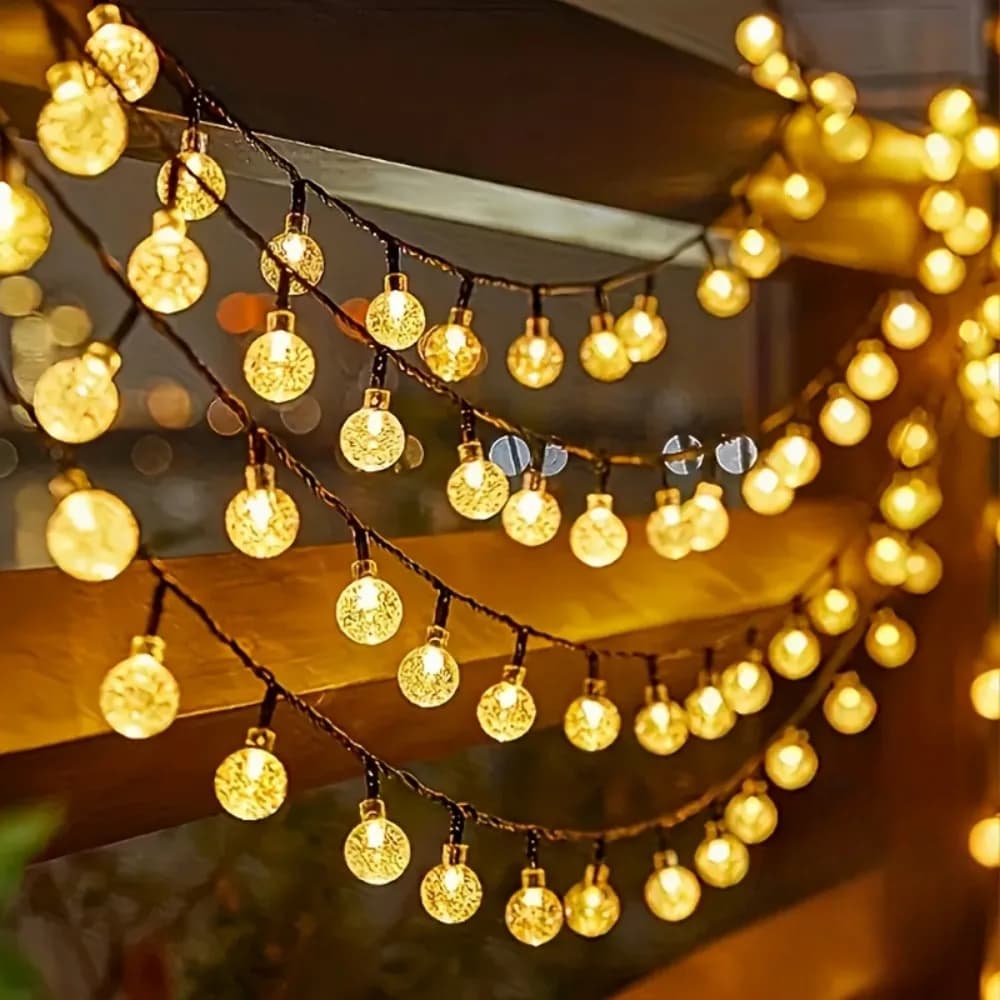 Luci a stringa a LED a bolle di cristallo impermeabili a energia solare, 1 pz, per esterni, giardino, patio, cortile, matrimoni, feste