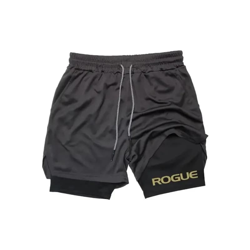 Pantaloncini da Corsa da Uomo 2-in-1 a Doppio Strato, Abbigliamento Sportivo per Palestra e Fitness, Pantaloncini a Compressione per Allenamento e Jogging