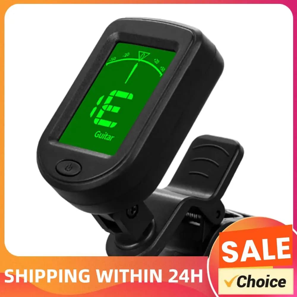 Accordatore Cromatico a Clip con Display LCD per Violino, Basso, Ukulele e Chitarra, Alimentato da Batteria a Bottone 3V