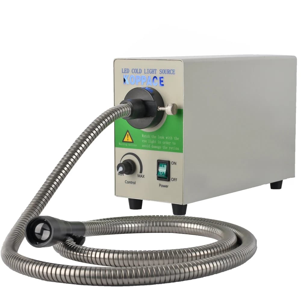 KOPPACE Microscopio LED regolabile Fibra ottica Sorgente di luce fredda Temperatura colore 5500K 85-265V/AC 50/60HZ 1200mm Lungo