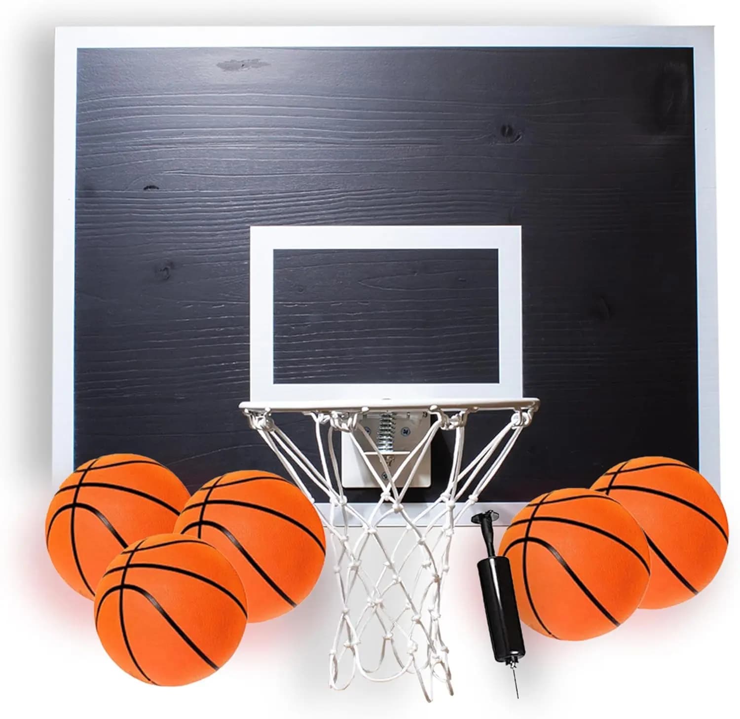 Set Mini Canestro da Basket in Cedro Rosso per Interni con 5 Palloni, Montaggio su Porta o Parete per Divertimento