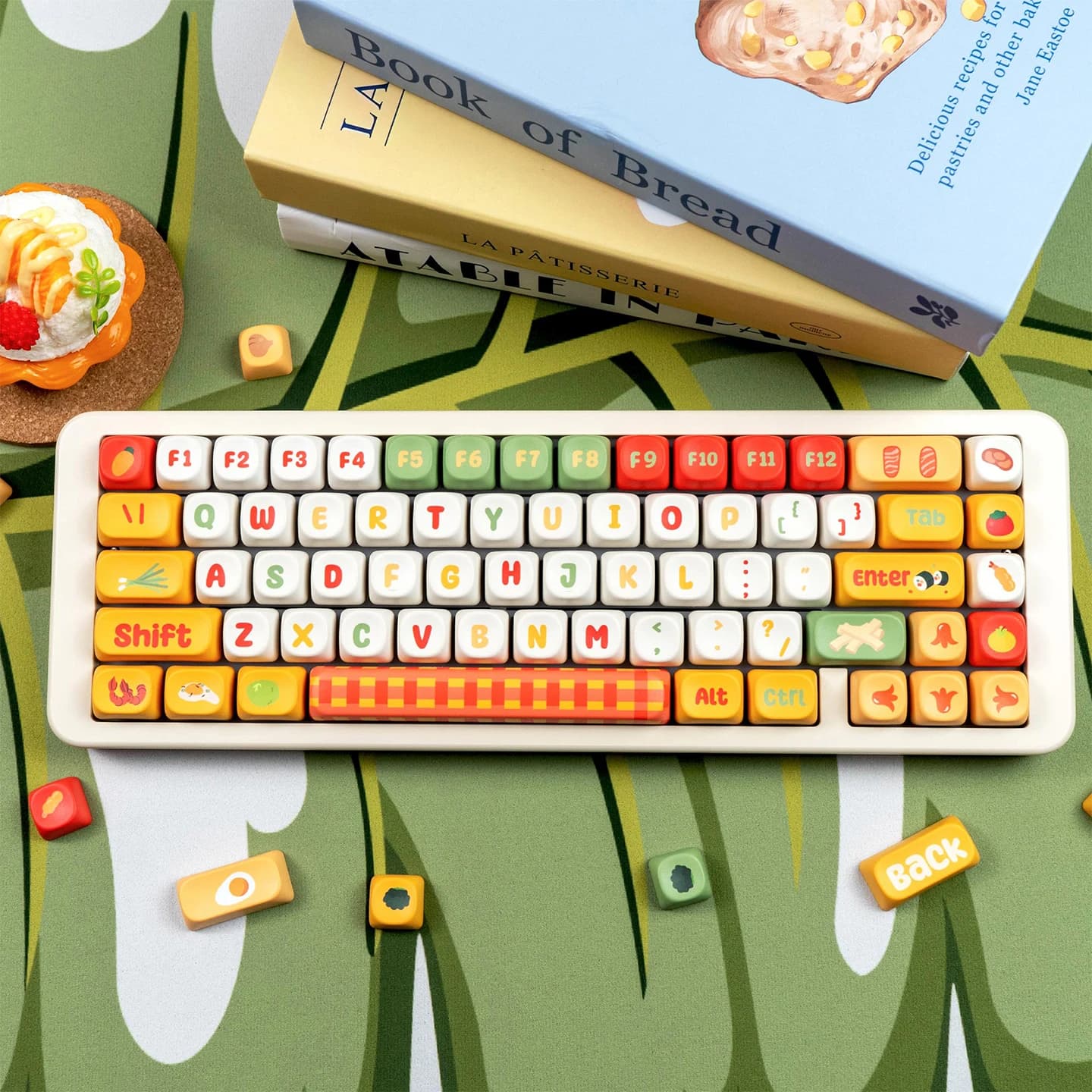 Tastiera meccanica URE con keycap in PBT a sublimazione di colore, profilo MOA, rotondi, simpatici, gialli, per tastiere MX 61 64 75 87 96 104