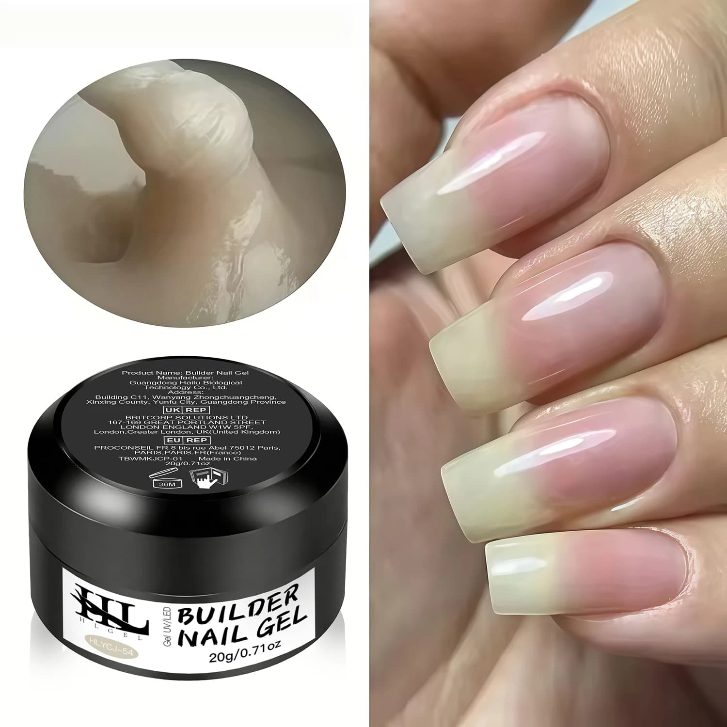 Gel Costruttore per Unghie HL Rosa Scuro Senza TPO, Gel UV LED per Estensione e Costruzione Unghie 20g