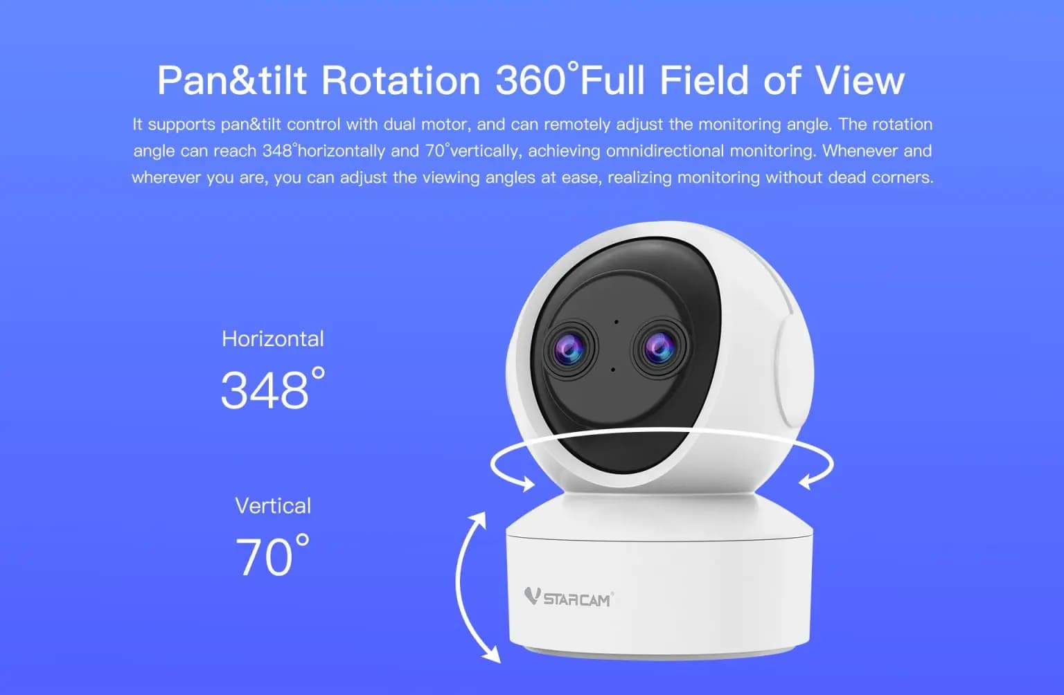 3MP 1296P Vstarcam O-kam APP Dual Lens PTZ IP Dome Camera Full Color AI Rilevazione umanoide Sicurezza domestica CCTV Baby Monitor