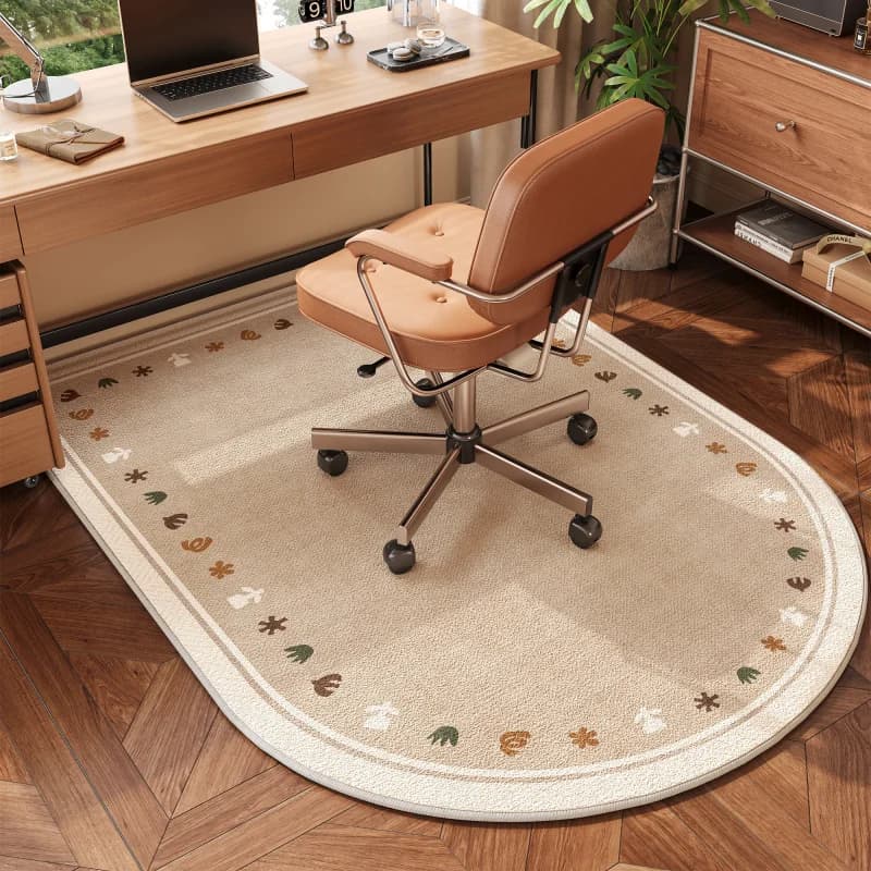 Tappetino ovale per sedia da ufficio VIKAMA con motivo neutro e carino, tappetino lavabile antiscivolo per casa, ufficio, camera da letto, sala giochi, decorazioni per la casa