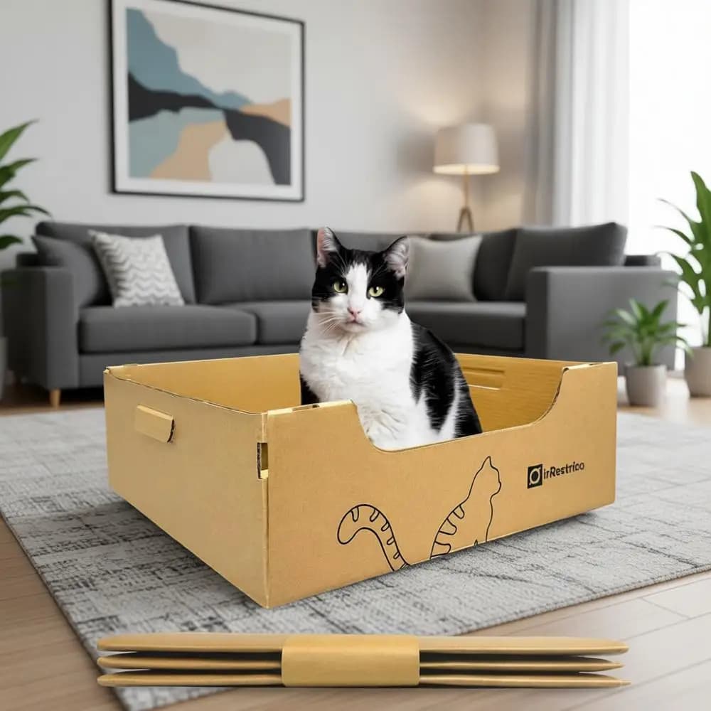 Lettiere per Gatti Usa e Getta Jumbo XL, Lettiera Pieghevole in Cartone Impermeabile e Portatile per Viaggi e Vacanze, Riciclabile (20,5 x 1