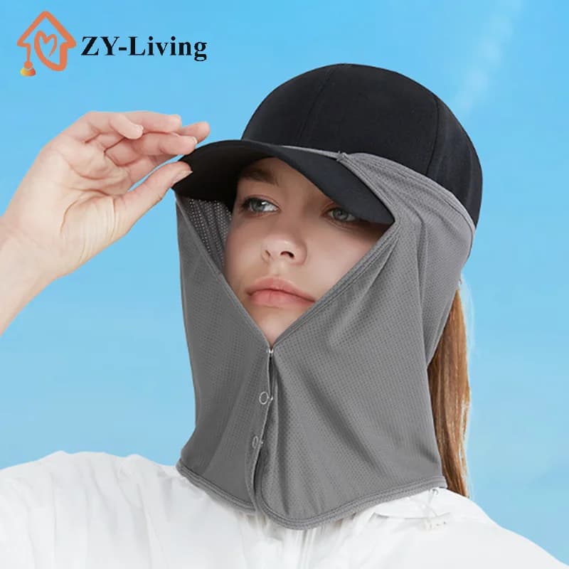 Cappello da pesca ad asciugatura rapida con protezione solare per viso e collo, maschera UV, visiera, copricapo per sport all'aperto, golf, escursionismo, velo, viaggio