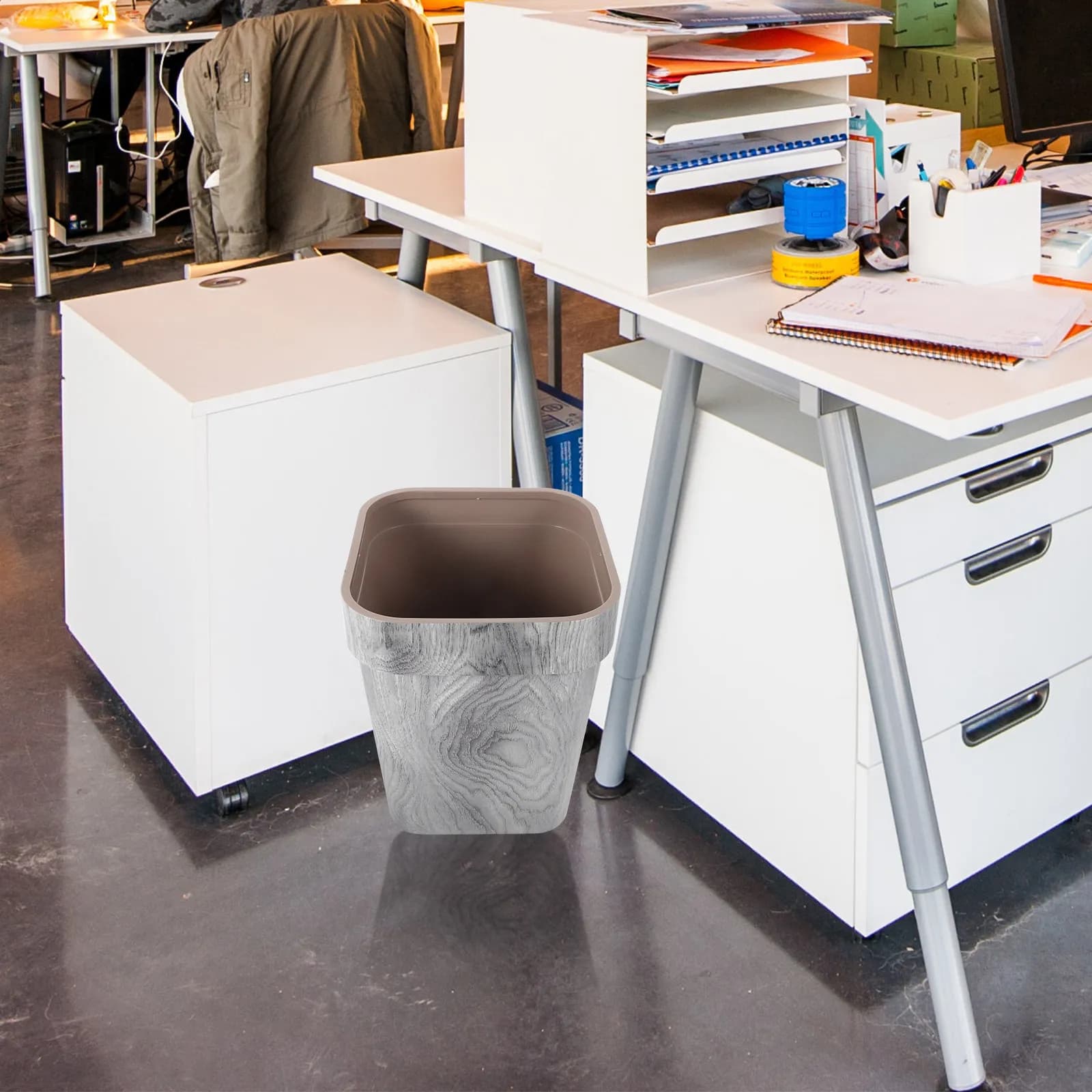 Cestino per Rifiuti in PP Ecologico con Effetto Legno per Casa, Camera da Letto, Soggiorno, Cucina, Ufficio, Sala Artigianale, Cestino Decorativo