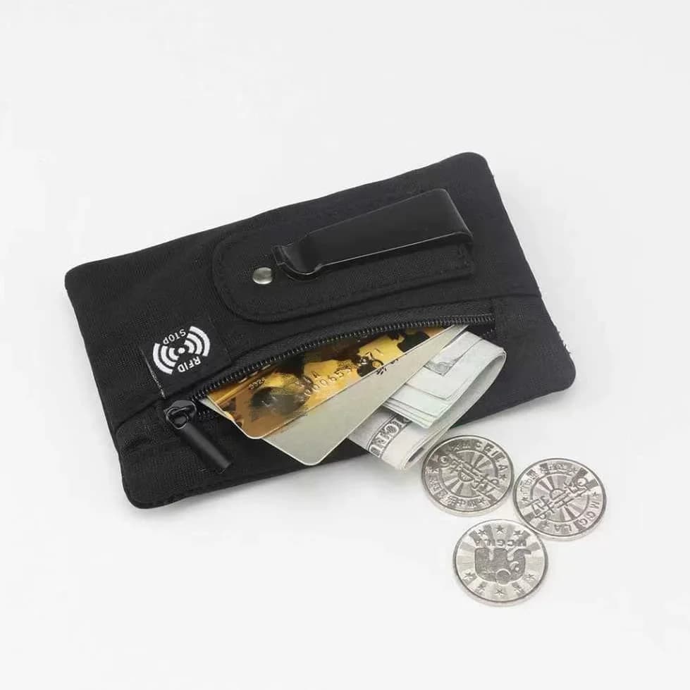 Borsa Nascosta Antifurto con Clip, Portafoglio da Viaggio con Blocco RFID, Porta Carte e Chiavi Portatile per Uomini e Donne