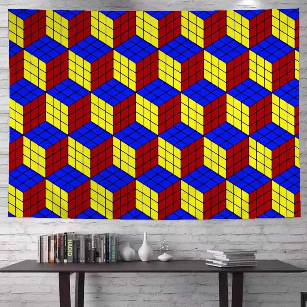 Funny R-Rubik C-Cube Hanging Bohemian Tapestry Bohemian Wall Tapestries Mandala Cheap Hippie Wall Hanging