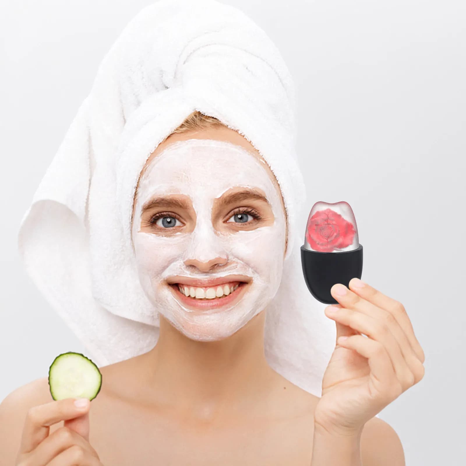 Stampo in Silicone Riutilizzabile per Ghiaccio Viso, Massaggiatore Facciale Rinfrescante, Rullo per Testa e Occhi, Mini Portatile Leggero Facile da Trasportare