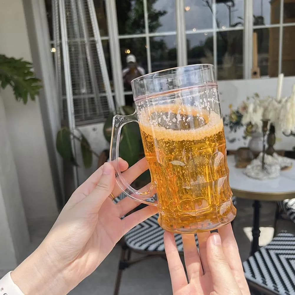 400ml Creativo Freddo Doppio Bicchiere di Birra Mezzanino Estate Falso Tazza Addensata Con Impugnatura Trasparente Boccette di Birra Trucco Puntelli