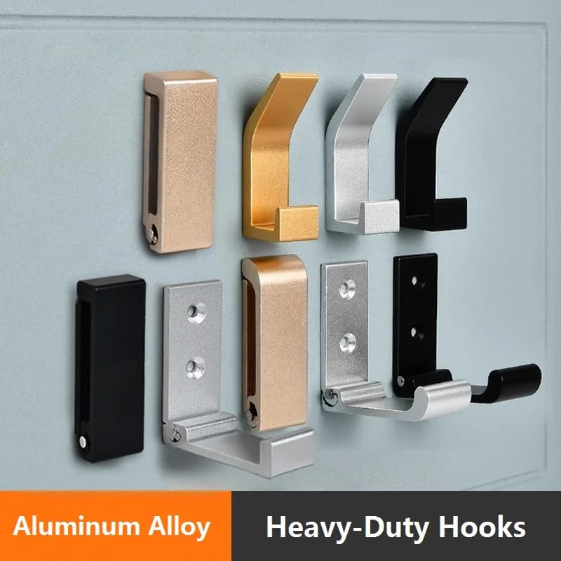 Folding Hooks Wall Door Clothes Coat Hat Bags Hangers Aluminum Alloy Kitchen Bathroom Rustproof Towel Hooks Foldable Single Hook