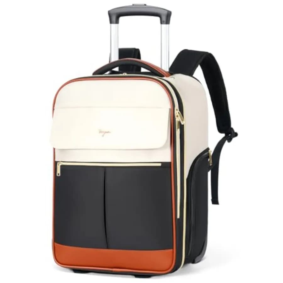 Zaino con Ruote per Donne, Grande Zaino da Viaggio Approvato per Voli, Borsa Trolley per Laptop e Lavoro