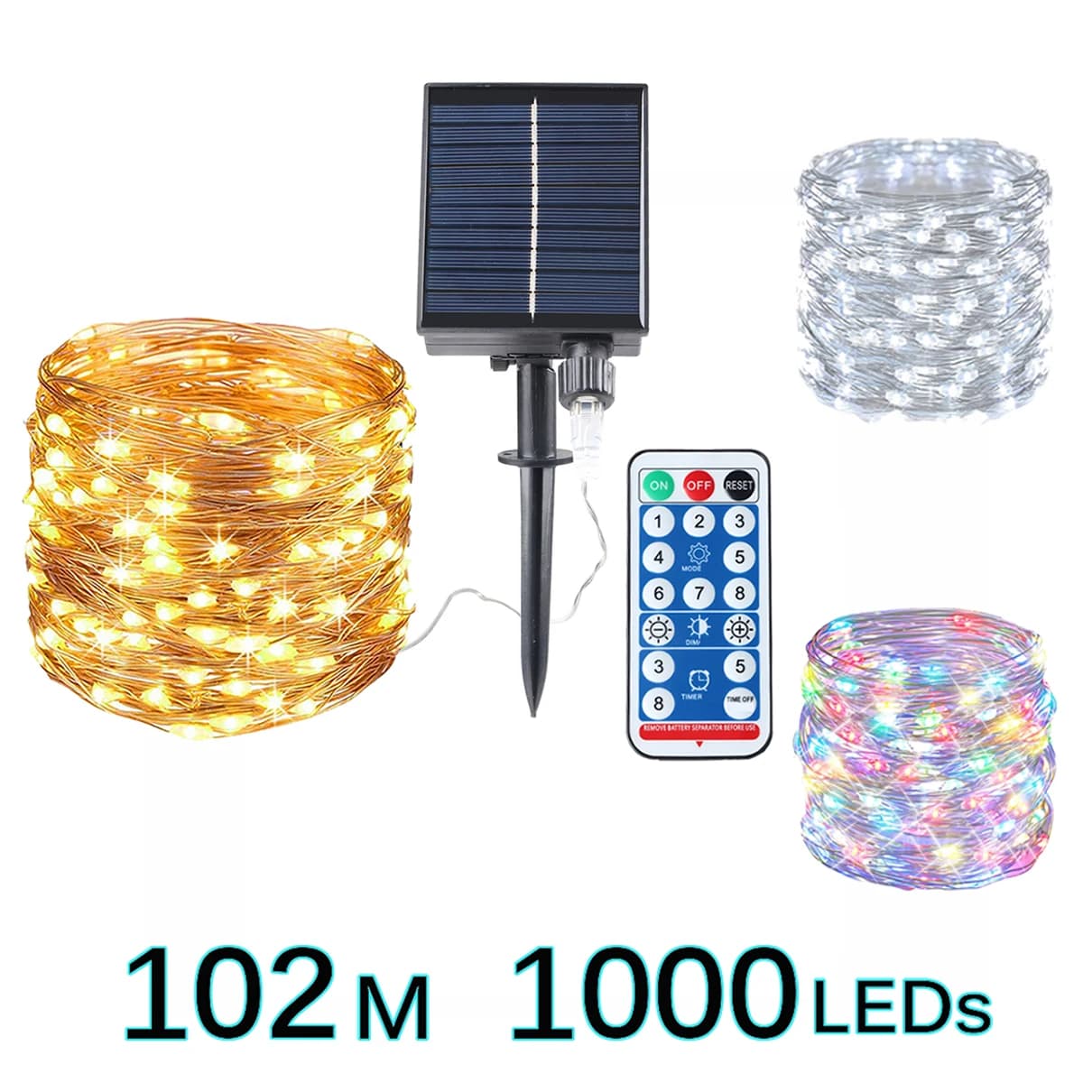 Luci a stringa per esterni luci solari a LED per fata lampade solari con telecomando per la decorazione del Patio della terrazza del giardino del partito di aggraffatura