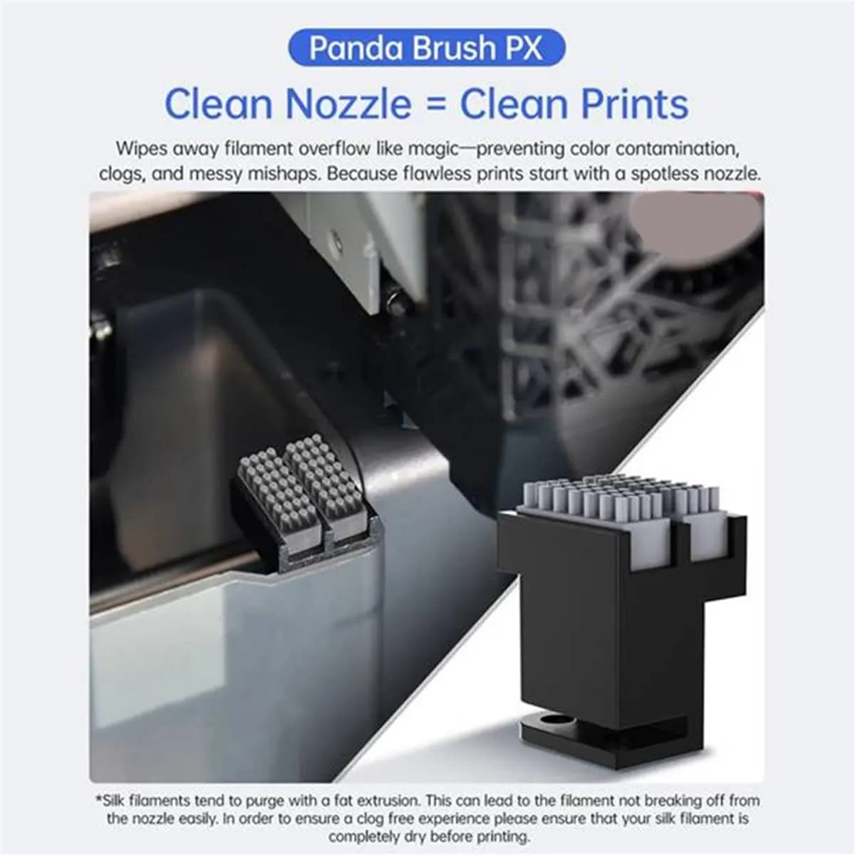 ^DT906~~Panda Brush Silicone Nozzle Wiper Kit for P1 X1 Essential 3D Printer Cleaning Accessories