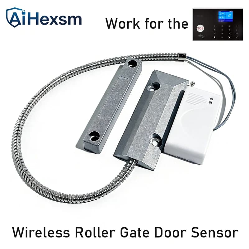 Sensore Wireless 433MHz per Porte Avvolgibili, Rilevatore Magnetico per Serrande e Cancelli da Garage, Interruttore Spesso, Sistema di Allarme Antifurto