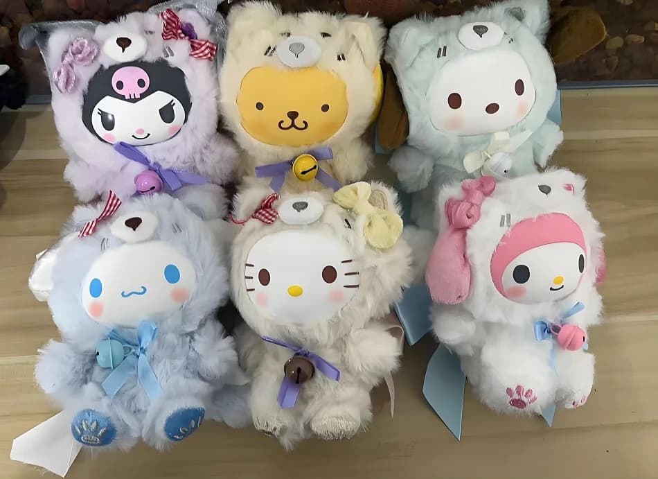 Kawaii Sanrio Bear Costume Plush Doll Kuromi Hello Kitty My Melody Cinnamoroll Pochacco Pompompurin Soft Stuffed ToyBirthdayGift