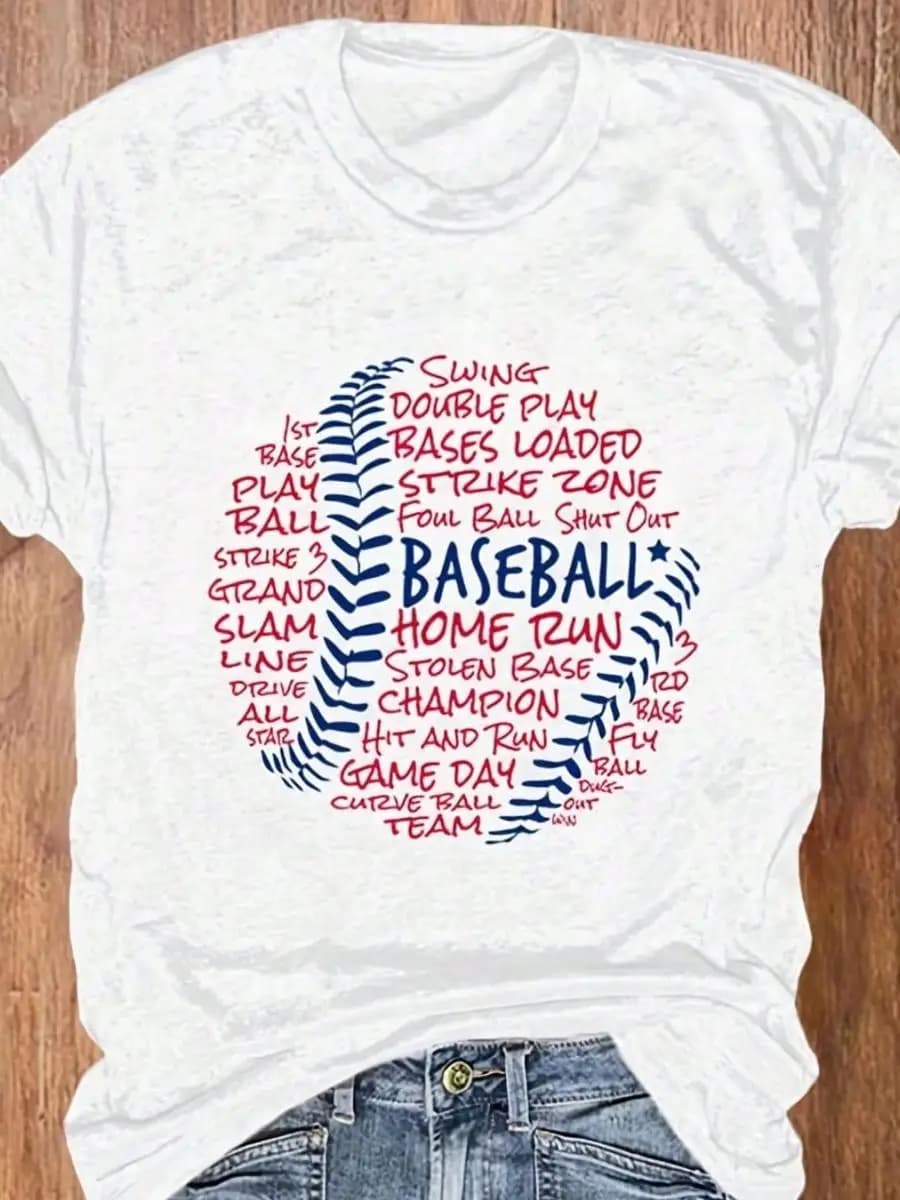 Breathable Cotton Men s Baseball-Inspired T-Shirt - Casual Short Sleeve, Crew Neck, Machine Washable