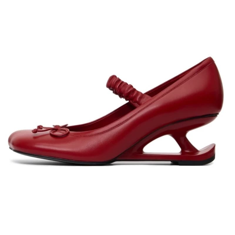 Decoration with sweet bow Strange heel Round toe Shoes Mary Jane for woman Street Style Designer High heels Elegant party shoes