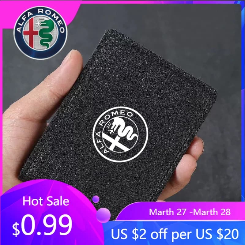 Porta Patente Ultra-sottile per Alfa Romeo, Porta Carte di Credito per Alfa Romeo Giulia, Stelvio, Giulietta, 156, 159, 147, Mito, T