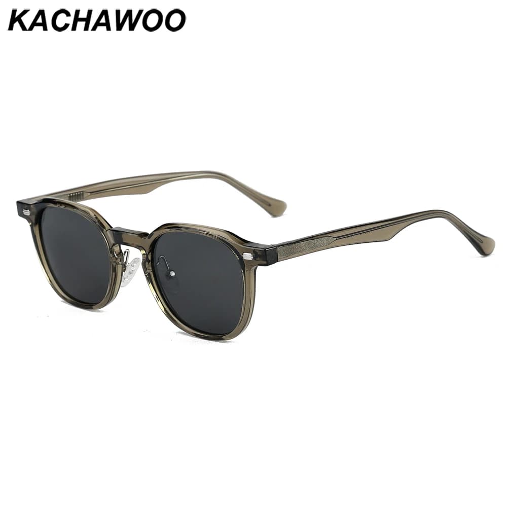 Kachawoo Men Polarized Sunglasses Square TR90 Frame Acetate Retro Sun Glasses for Women Outdoor Shades Unisex Green Black