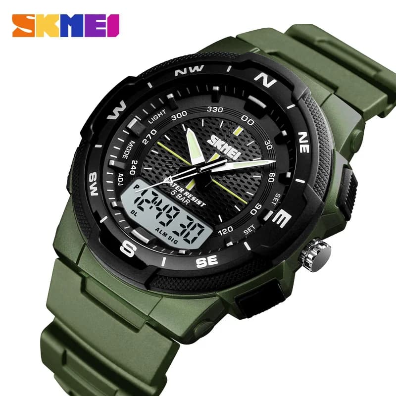 SKMEI Dual Time Back Light Display orologi sportivi cronometro da uomo data Week 5bar cinturino in PU orologio da polso impermeabile reloj hombre
