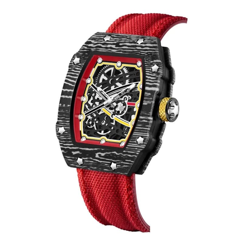 2027 New Trendy Ultra-Thin Wine Barrel Shaped Men's Quartz Watch with Nylon Strap Fashionable Timepiece for Males
