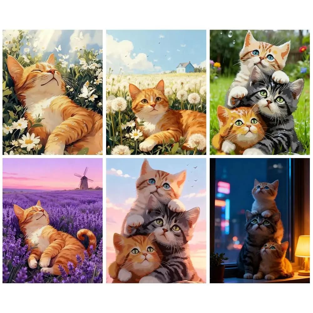 GATYZTORY Diy Painting By Numbers Colorful Cat Acrylic Paint On Canvas Animals Modern Picture By Numbers For Adults Diy Gift