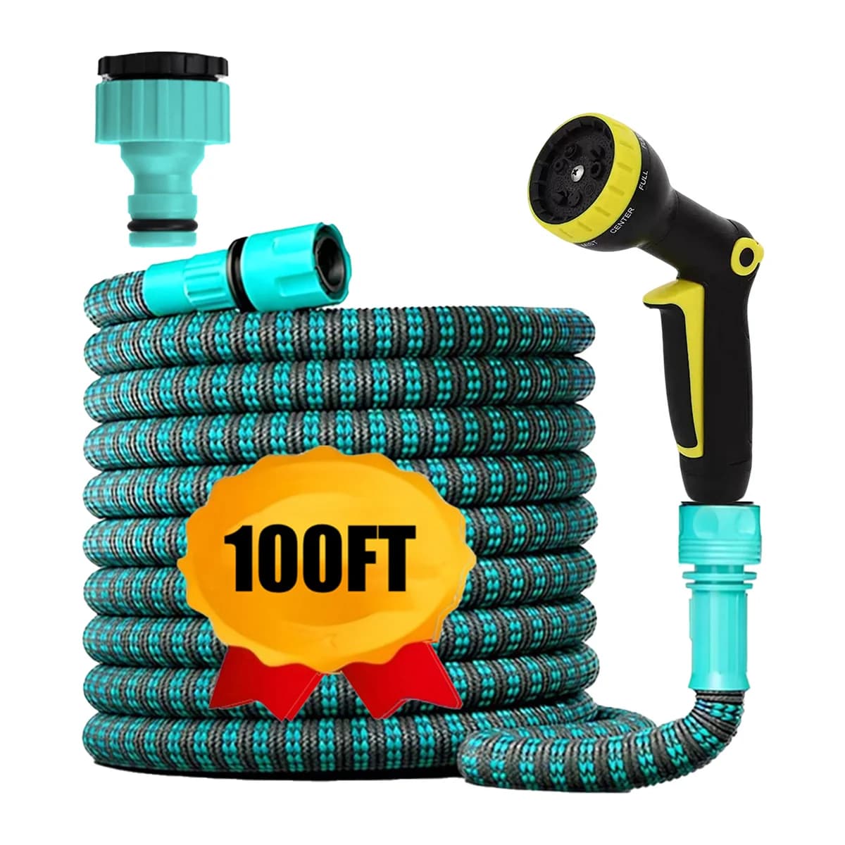 Tubo da Giardino Flessibile ed Espandibile Bicolore Magico, Pistola ad Acqua ad Alta Pressione, Utilizzabile per Lavaggio Auto e Irrigazione 25FT-100FT