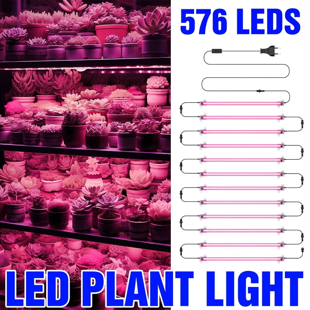 Striscia LED a 12 Teste a Spettro Completo per Coltivazione Piante 220V, Lampada per Coltivazione Indoor di Fiori, Illuminazione per Semi, Vegetali e Fiori Idroponici