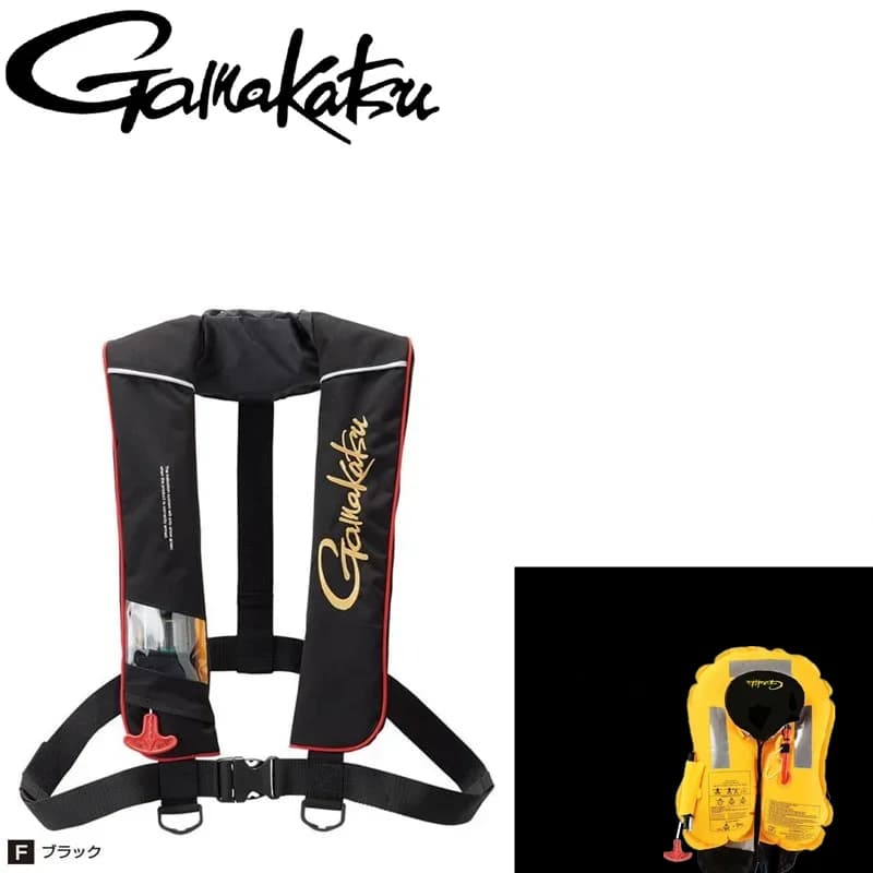 Gamakatsu Giubbotto di salvataggio gonfiabile Gonfiaggio automatico Giubbotto da pesca Ault Uomo Donna Cintura di galleggiamento grande senza bottiglia di gas