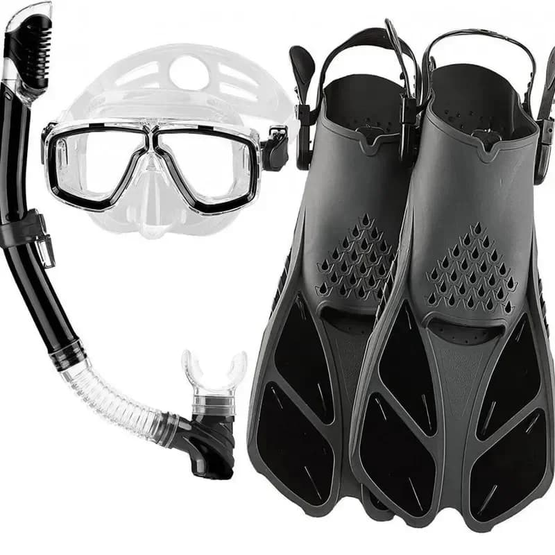 New Professional Snorkeling 3-Piece Set Free Diving Kit With Diving Goggles Snorkel Fins Outdoor Sports