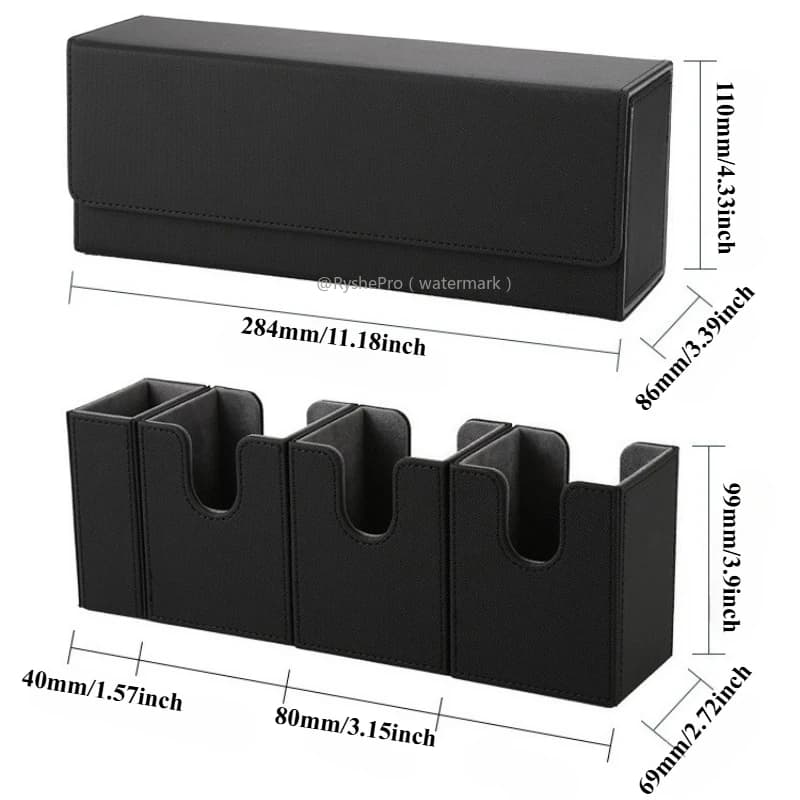 4 in 1 Commander Deck Box with Dice Tray Trading Card Storage Box Holds Up 270+ Sleeved Cards for Yugioh MTG TCG PTCG Sport Card