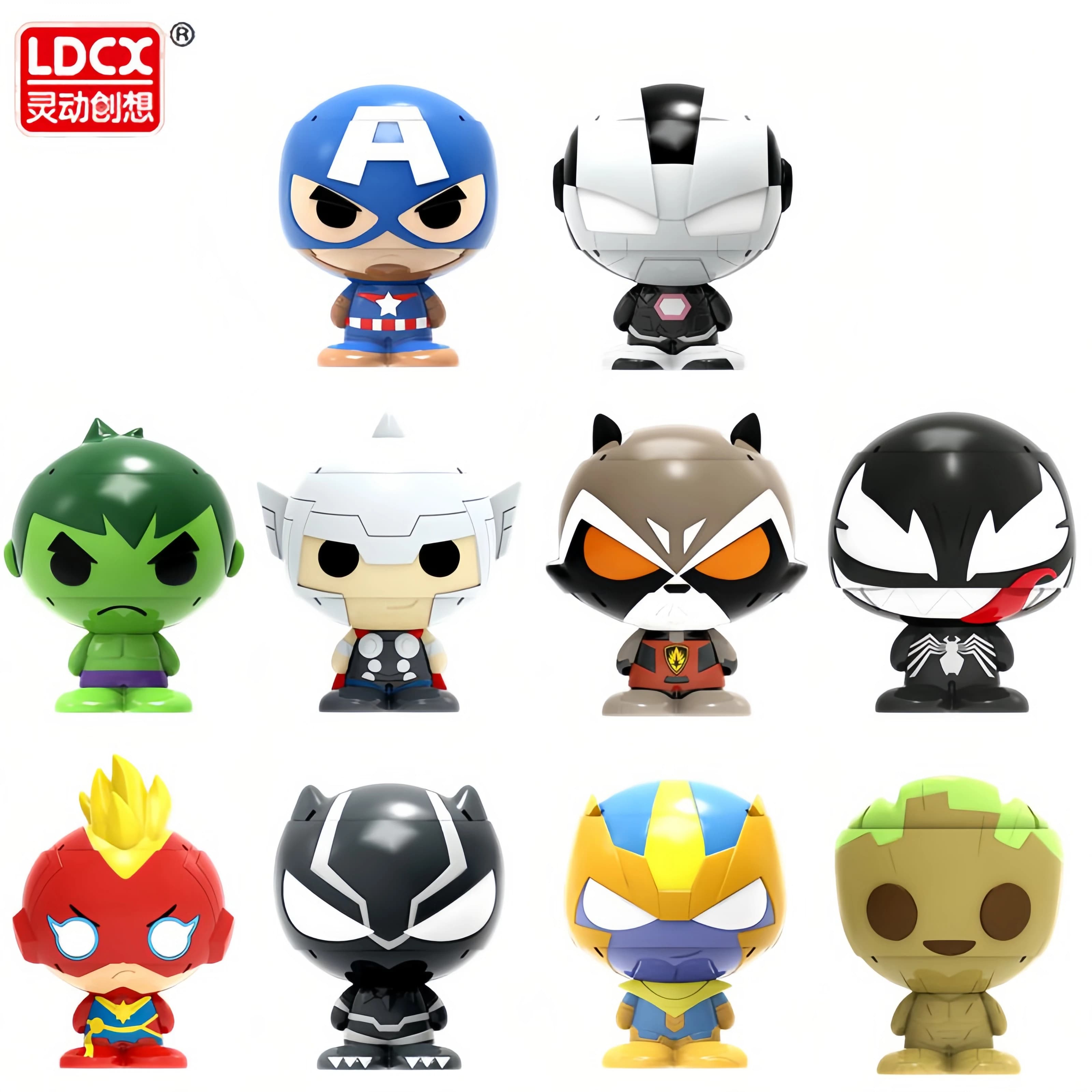 LDCX Toys The Avengers Captain America Iron Man Thor Hulk Black Panther Action Figure Statuette e giocattoli da collezione Mini bambole e giocattoli