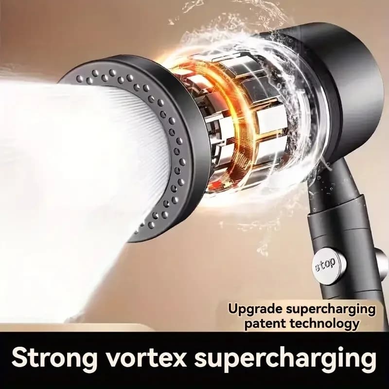 New shower head with high pressure water saving filter, 5 modes, portable shower head, bathroom accessories set with button stop