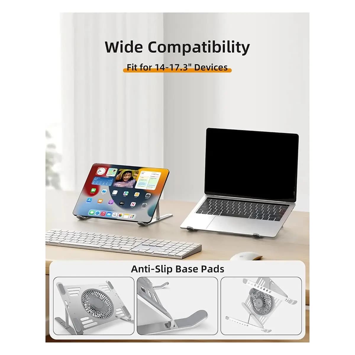 Portable Laptop Cooling Stand, 3-Speed Quiet Powerful Fan Cooler Fits 17.3 Inch Laptop Black