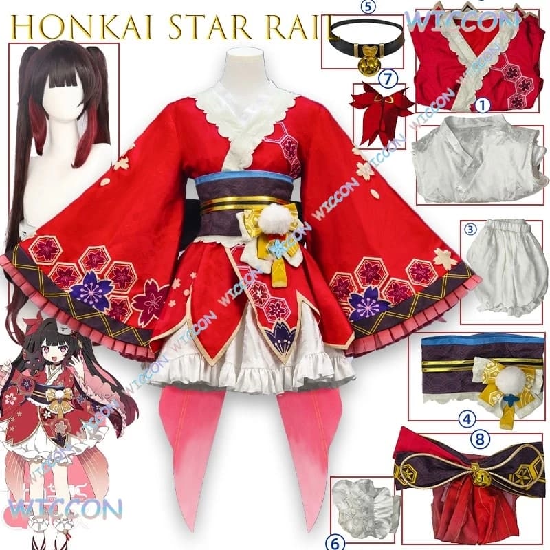 Costume cosplay scintillante Honkai Star Rail Anime Personaggio del gioco Vestito Piccolo gatto Ragazza Steampunk Abito fantasia gotico Set completo Cos