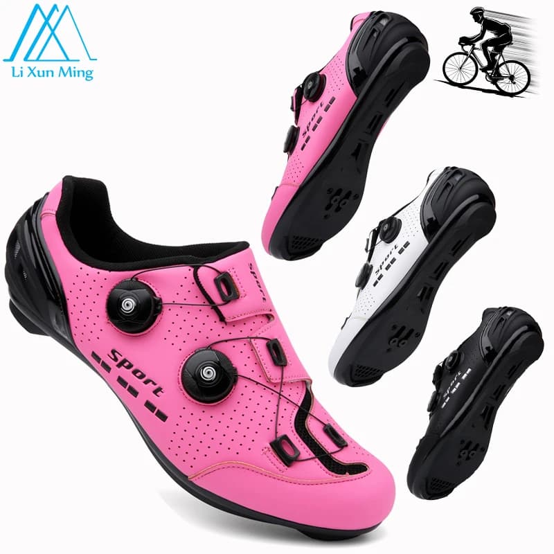 Scarpe da bici da strada uomo donna Pink T16 tacchetti autobloccanti Speed Cycling Sneakers Flat Trail Racing SPD scarpe da bicicletta da montagna