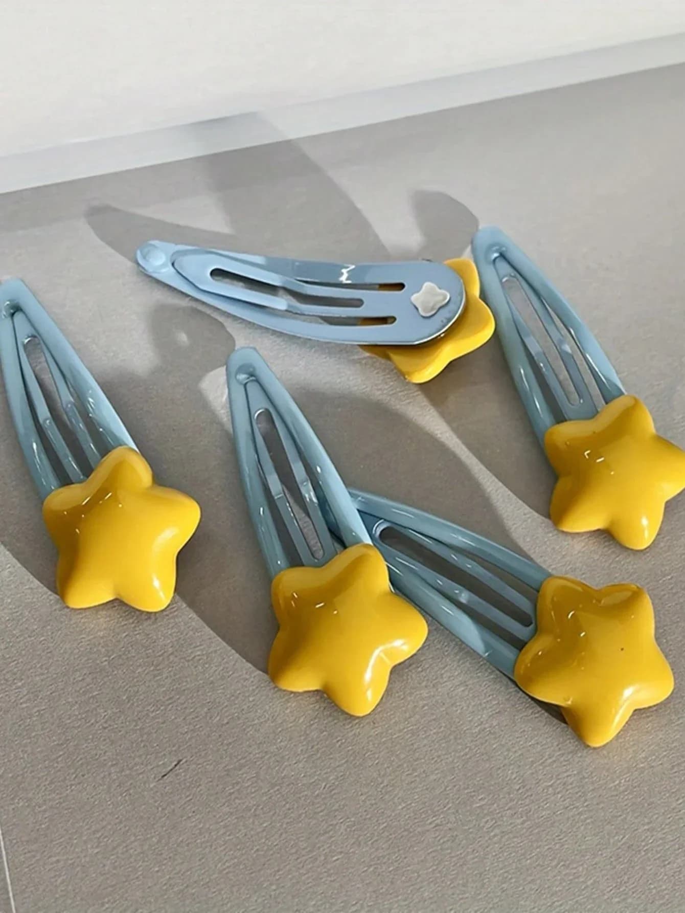 5 fermagli per capelli a forma di stella gialla per donna, fermagli in resina, accessori per capelli alla moda