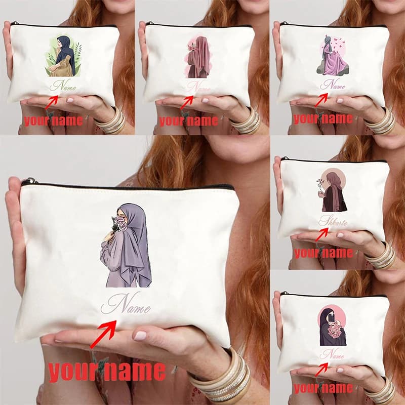 Religious name customization makeup bag best gift for cosmetic custody of the Islamic girl custom wallet Ramadan Festival gift
