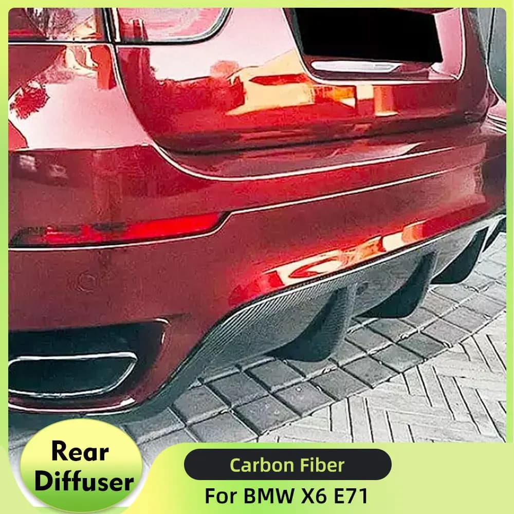 Carbon Fiber Car Rear Bumper Diffuser Lip Spoiler for BMW X6 E71 2008-2014 Racing Rear Diffuser Apron Lip Protector FRP Black