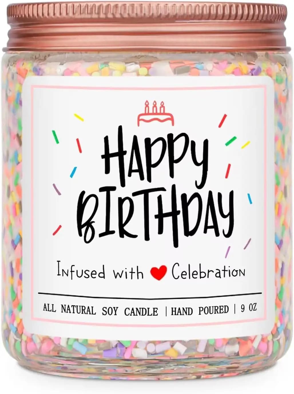 Candela per Torta di Compleanno alla Vaniglia, Regalo Aromaterapico Fatto a Mano per Donne, 7oz con 50 Ore di Durata