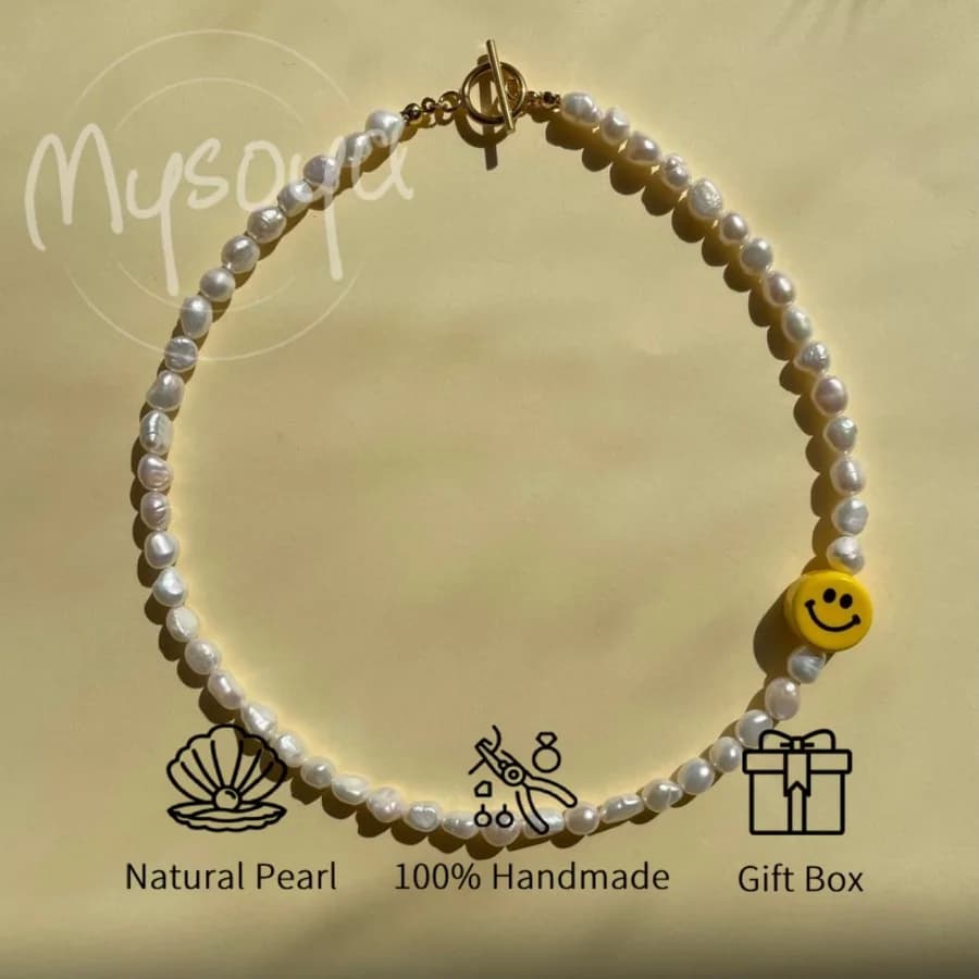 Freshwater White Freshwater Pearls Necklace Mysoya 7-8mm with Gift Pack for Him/She, Suitable for Birthday, Wedding, Valentine's Day