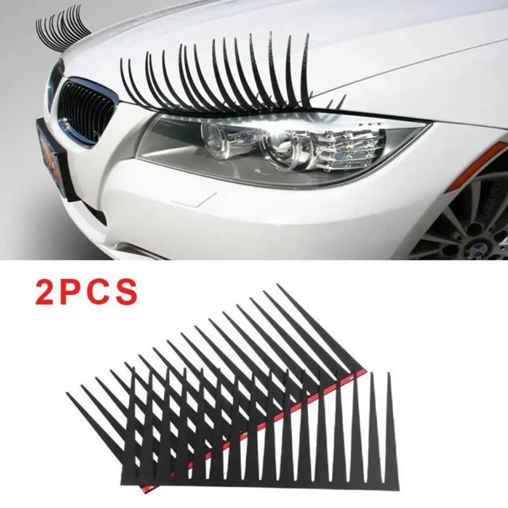 Adesivi 3D Neri a Forma di Ciglia Finte per Fari Auto, 1 Paio, Decorazione Divertente K3M9