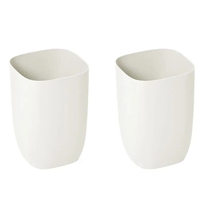 ABAH-2X Cestino per Rifiuti da Bagno, Piccolo Contenitore in Plastica per Carta e Spazzatura, Moderno Bidone per Bagno, Camera da Letto, Soggiorno, Bianco