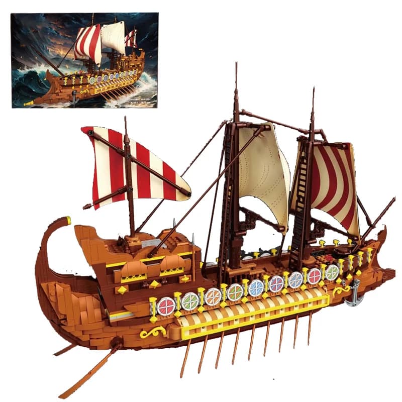 Set di Costruzioni Nave da Guerra Trireme Romana Antica da 2073 Pezzi, Modellino Storico Navale, Kit Fai-da-te, Giocattolo in Mattoncini, Regalo per Adulti