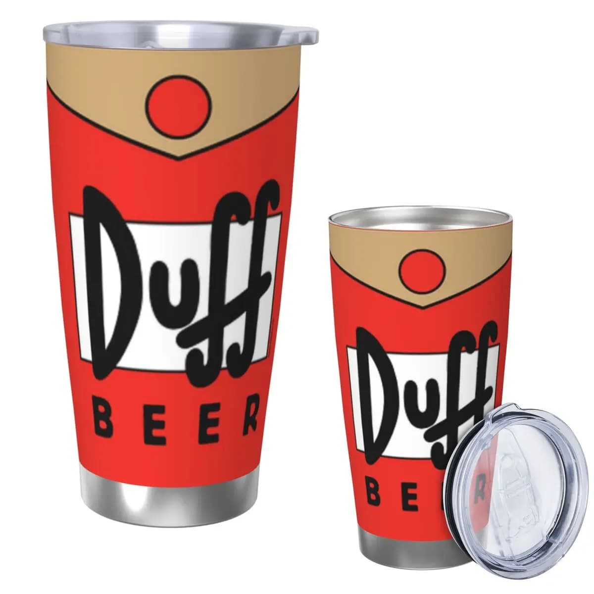 Duff Beer (7) Bicchiere in acciaio inossidabile Tazza termica sottovuoto Tazza termica fredda con cannuccia con coperchio 20 once