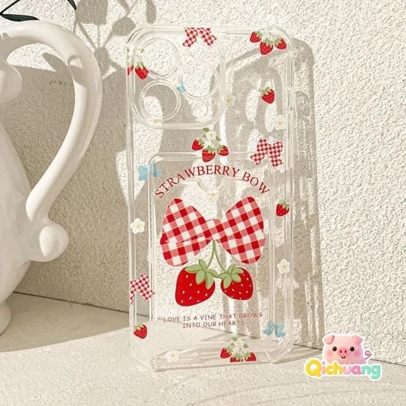 Cover posteriore per Xiaomi Poco X7 Pro X6 X5 X4 X3 NFC M6 M5S M5 M4 M2 F6 Pro C71 C61 C55 C51 C50 con porta carte a forma di fragola